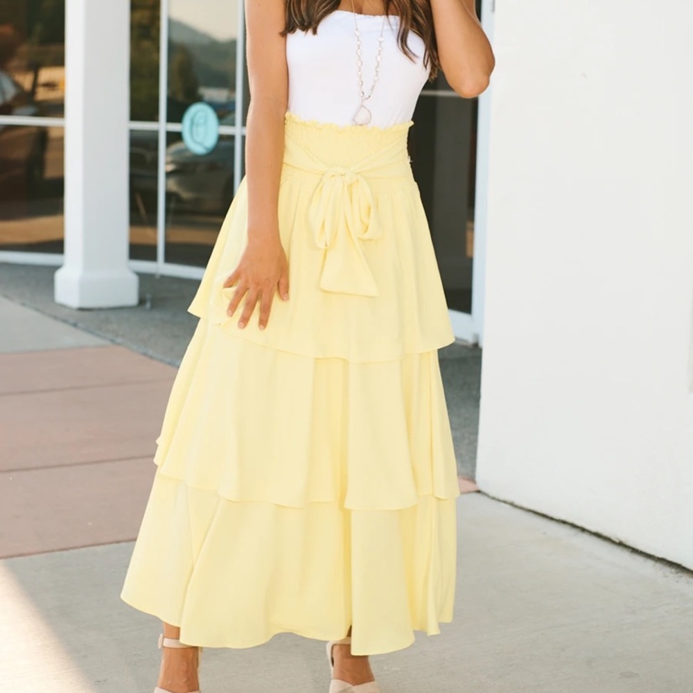 Yellow Tiered Maxi Skirt